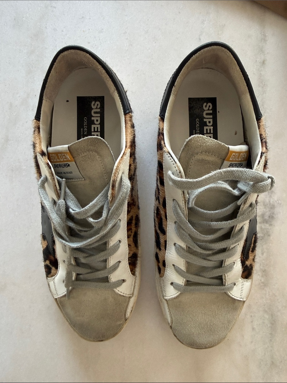 Golden Goose Calf Leather Leopard Super Star Sneaker - Picture 12 of 16